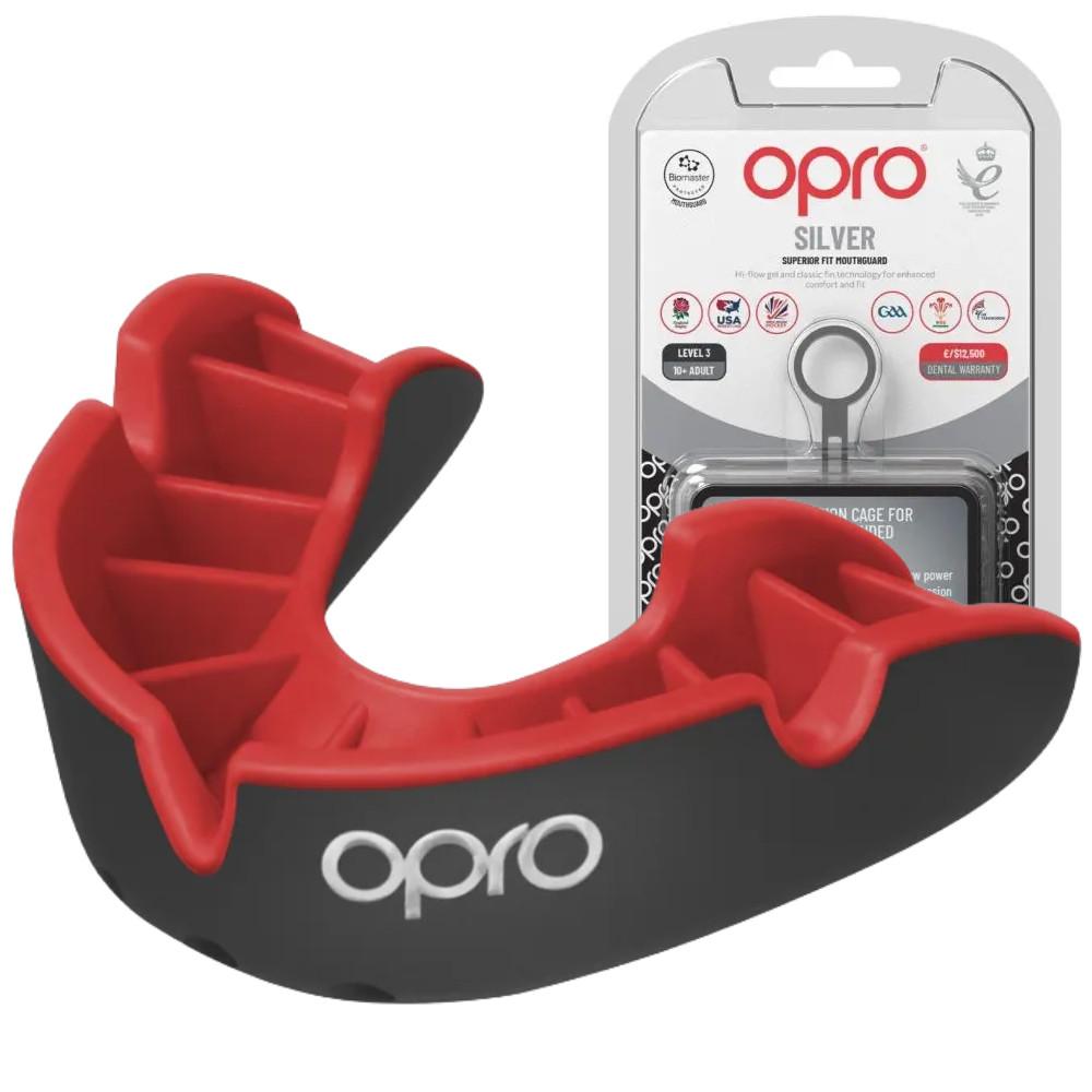Капа OPRO Silver дитяча (вік до 10) Black/Red (art.102503001)