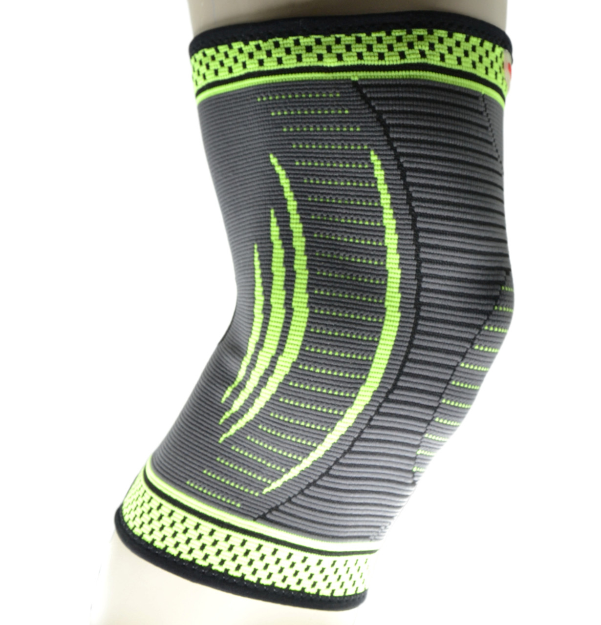 Компресійний наколінник MadMax MFA-284 3D Compressive knee support Dark grey/Neon green (1шт.) L