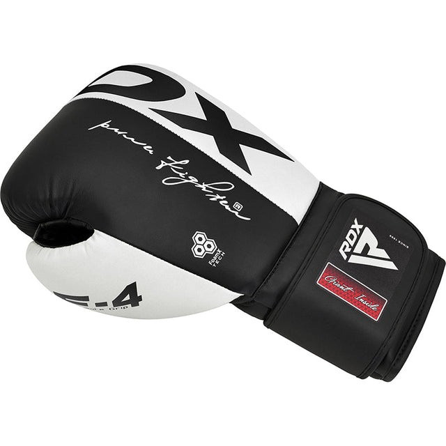 Боксерські рукавиці RDX F4 Boxing Sparring Gloves Hook & Loop WHITE/BLACK 10 унцій