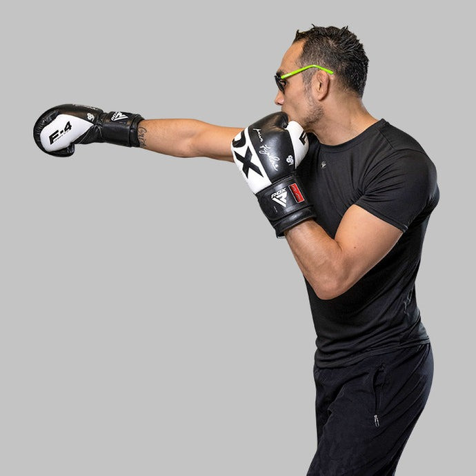 Боксерські рукавиці RDX F4 Boxing Sparring Gloves Hook & Loop WHITE/BLACK 14 унцій