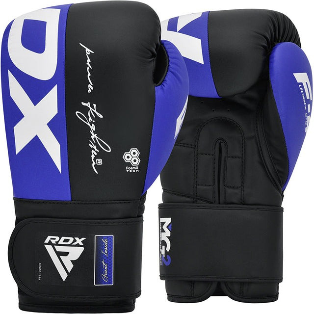 Боксерські рукавиці RDX F4 Boxing Sparring Gloves Hook & Loop BLUE/BLACK 14 унцій