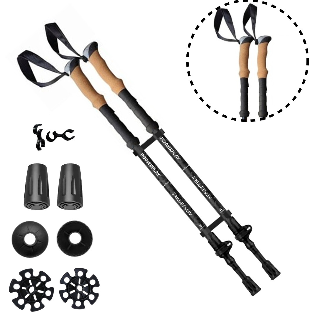 Трекінгові палиці PowerPlay 9107 Friluftsliv Black/White 80-135 см (пара)