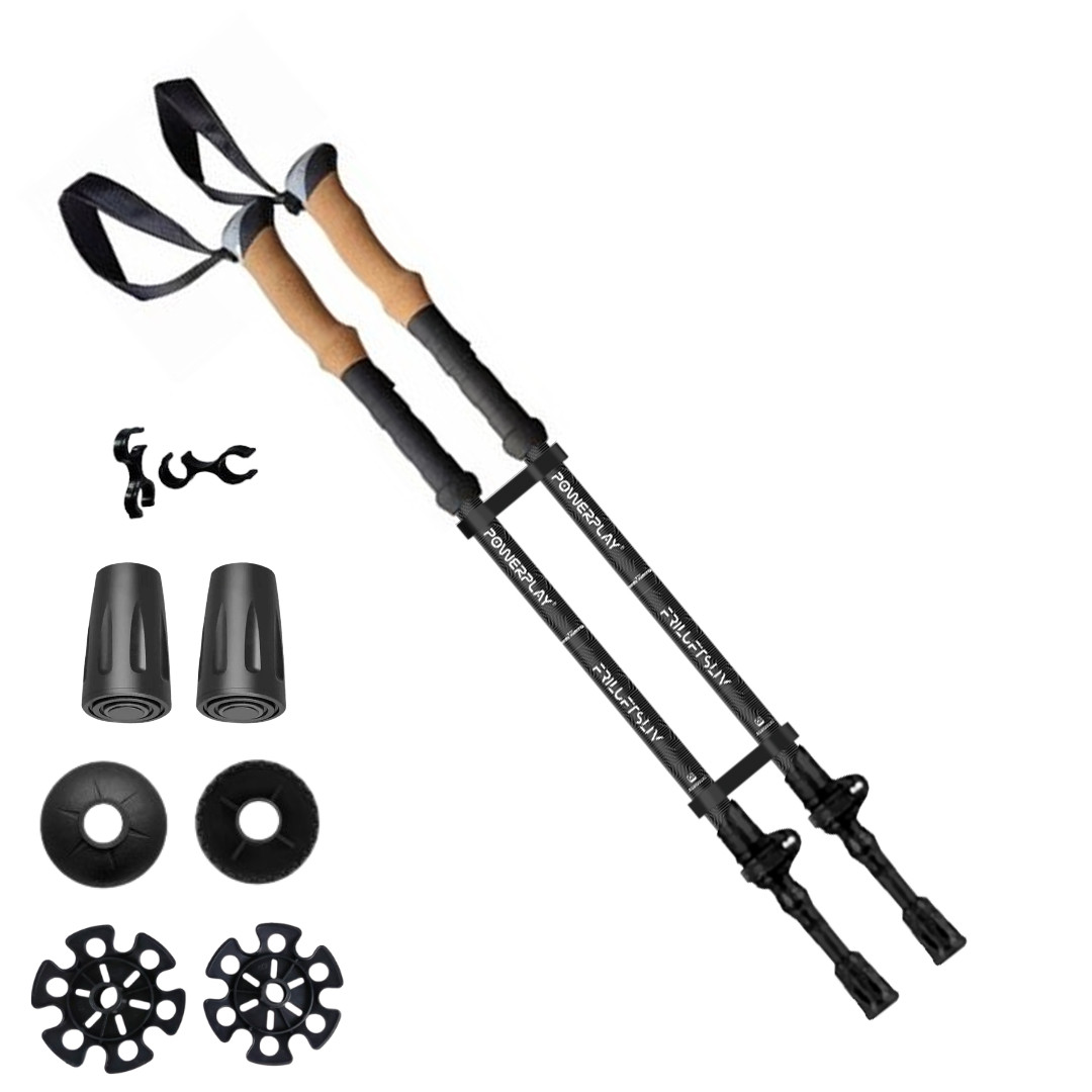 Трекінгові палиці PowerPlay 9107 Friluftsliv Black/White 80-135 см (пара)