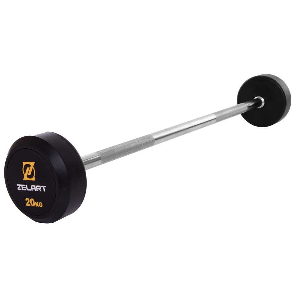 Штанга фіксована пряма гумова Rubber Coated Barbell 20кг (гриф l-95см)