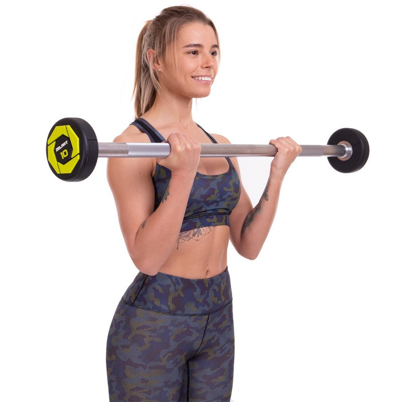 Штанга фіксована пряма поліуретанова Urethane Barbell 10кг MODERN (гриф l-103см)