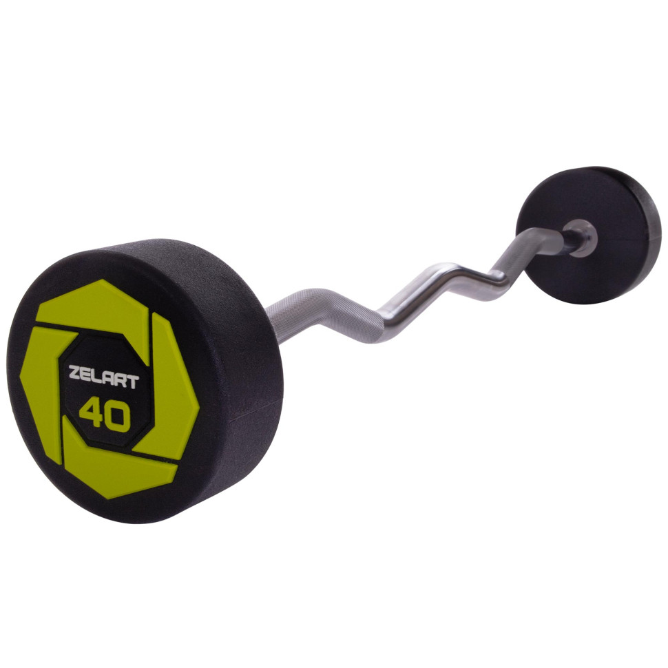 Штанга фіксована вигнута поліуретанова Urethane Barbell 40кг MODERN (гриф l-111см)