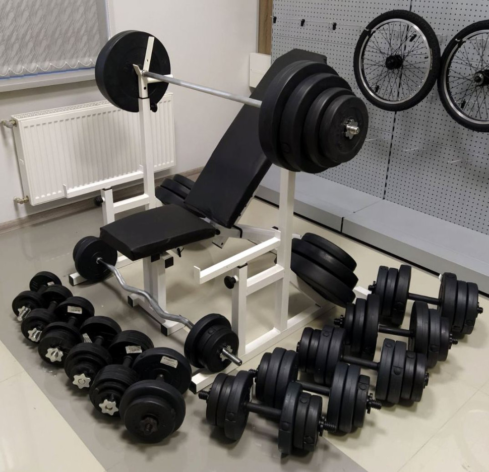 Штанга RN-Sport на 50 кг + Рукавички. ABS покриття дисків