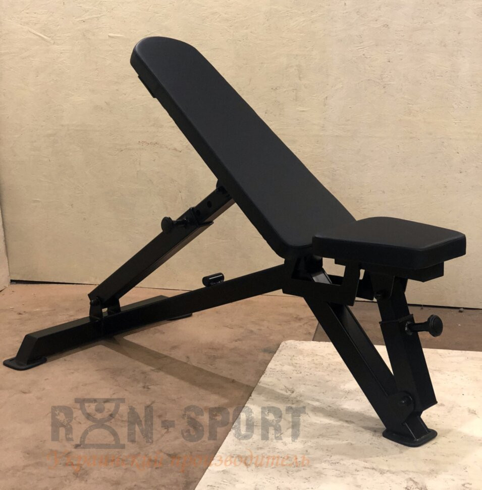 Лавка PE208 + Стійки Round PRO + Набірні штанга та гантелі RN-Sport (4 грифи та 150 кг дисків)