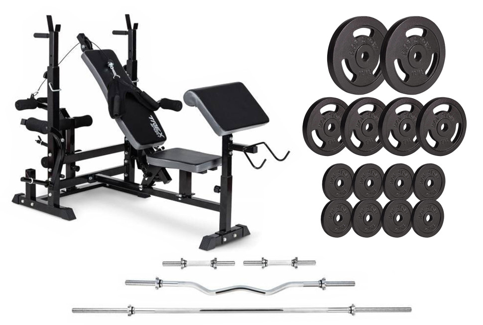Набір Strong 83 кг залізні диски, грифи + лава TX-075 з тягою
