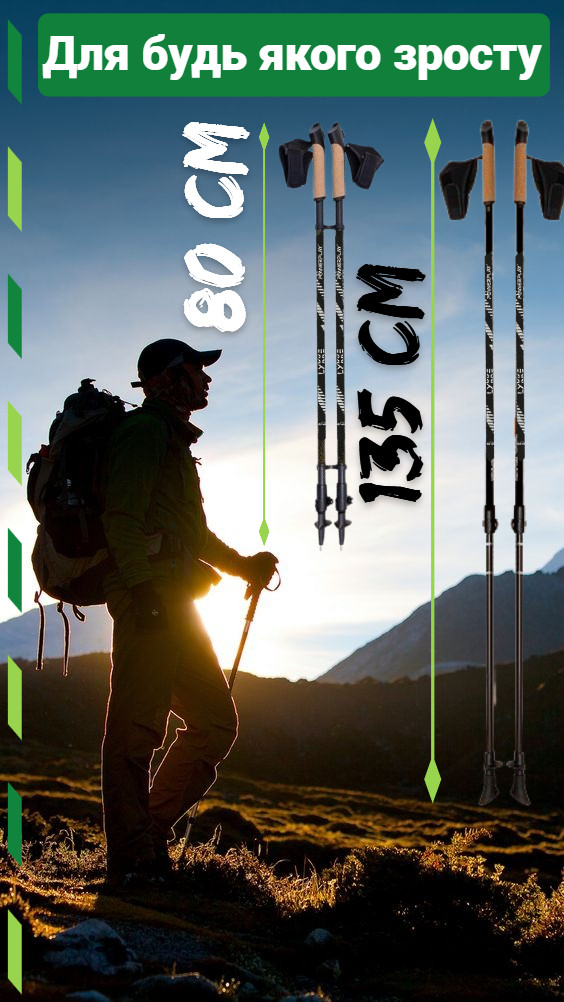 Палиці для скандинавської ходьби PowerPlay 9104 Lykke Black/White 80-135 см (пара)