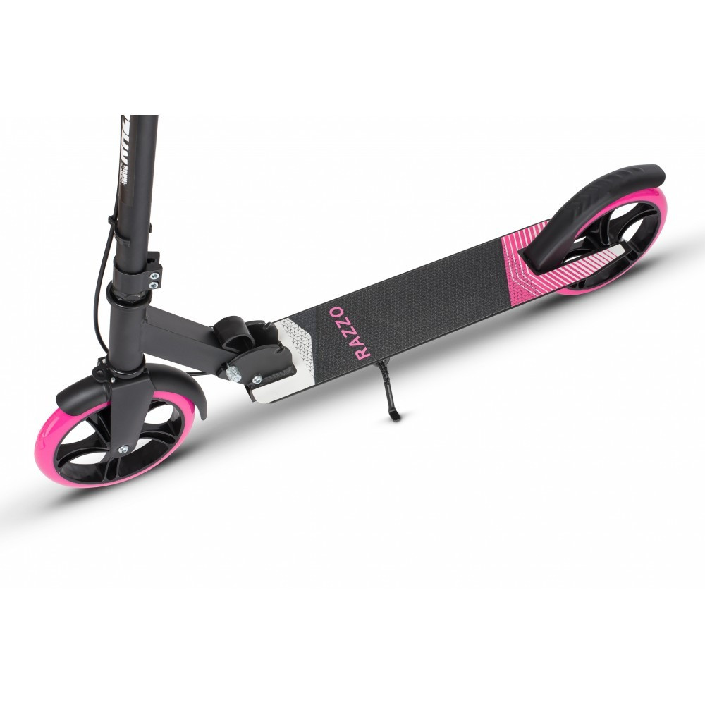 Самокат із ручним тормозом Razzo CITY 200 мм. алюмінієвий HUL1-200 Black/Pink