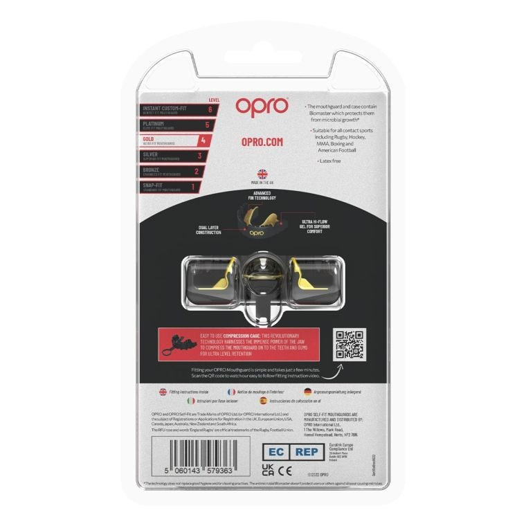 Капа OPRO Gold Braces під брекети доросла (вік 11+) Blackl/Gold (art.102518001)