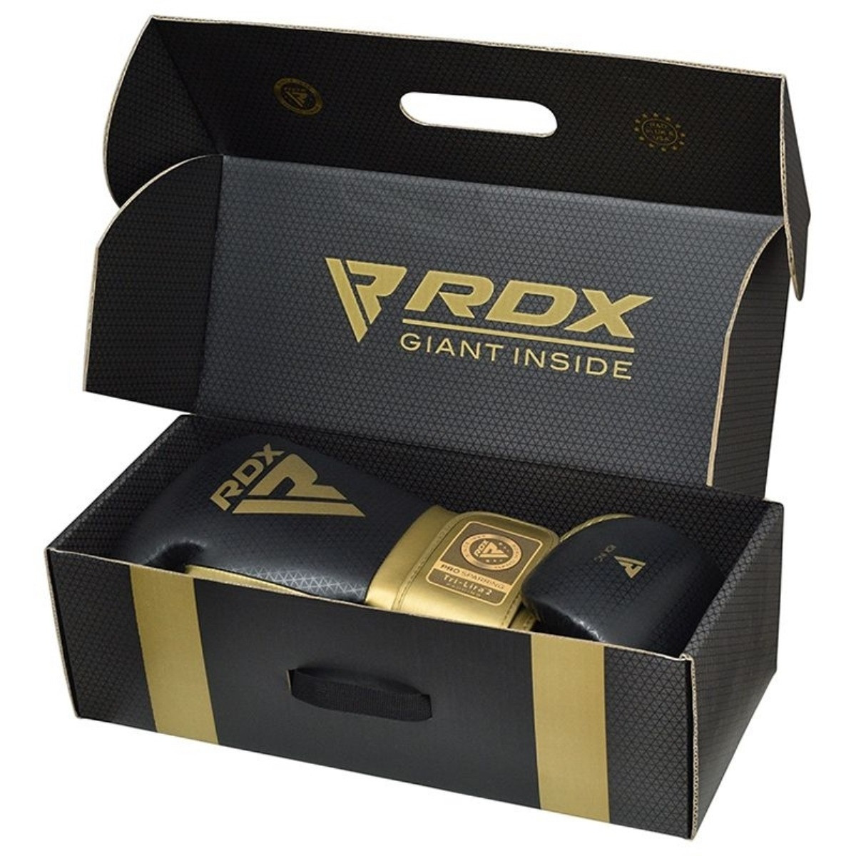 Боксерські рукавиці RDX MARK PRO SPARRING TRI LIRA 2 GOLDEN-10 унцій (капа в комплекті)