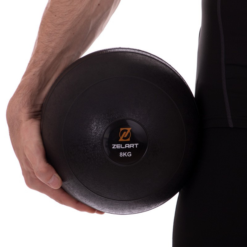 М'яч слембол для кроссфіту та тренувань Slam Ball FI-2672-8 8кг чорний