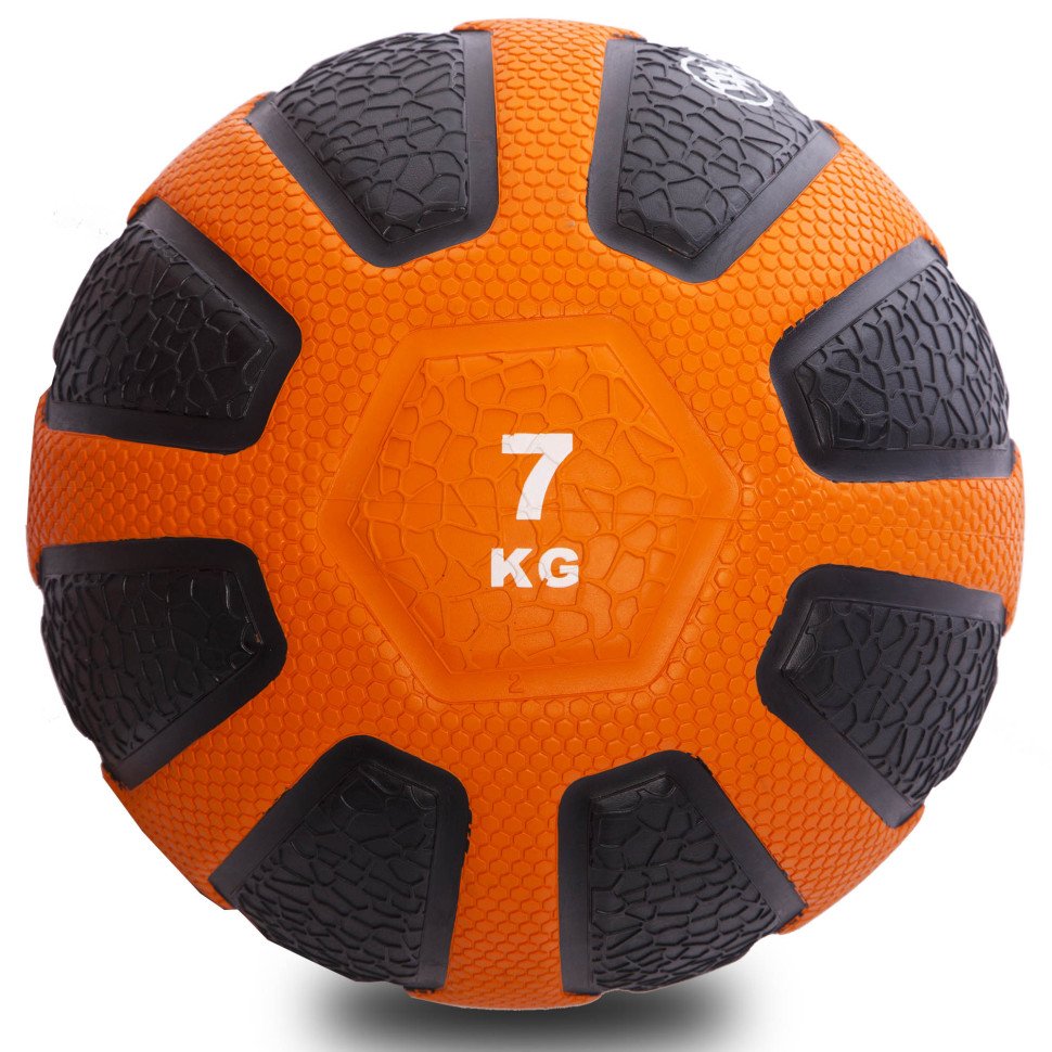 М'яч-медбол для кросфіту Medicine Ball FI-0898-7 7кг чорний-оранжевий