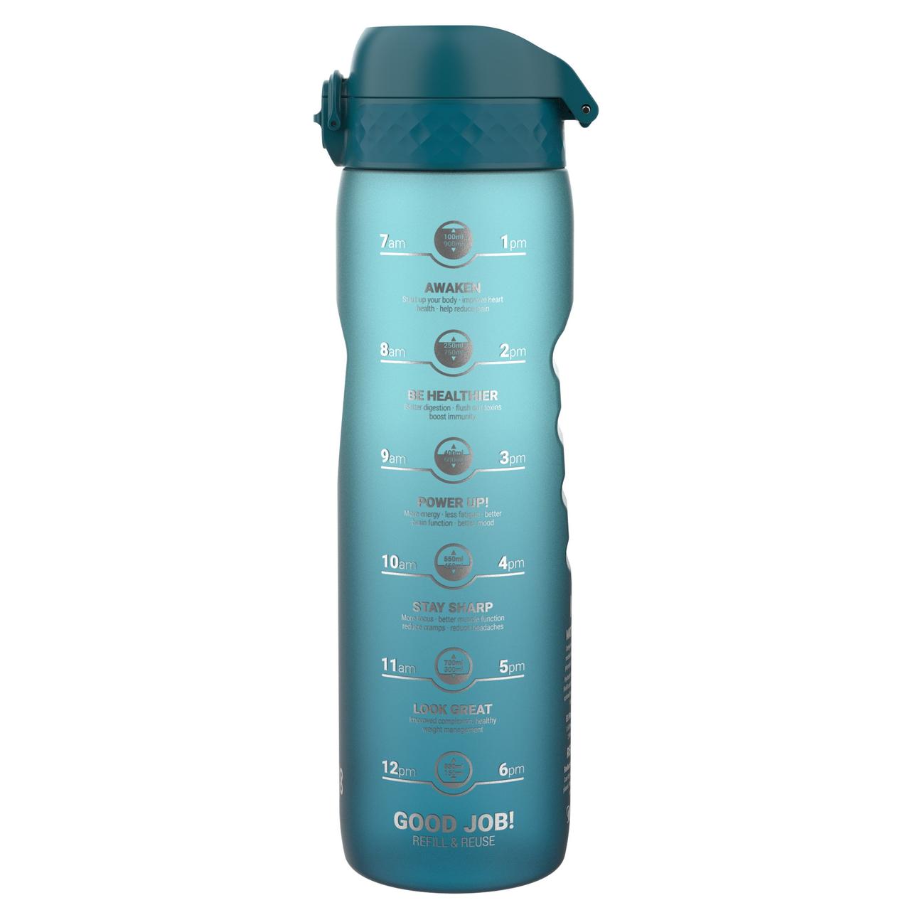 Пляшка для води ION8 1000 мл. BPA Free, Times To Drink, BPA Free, Teal & Blue