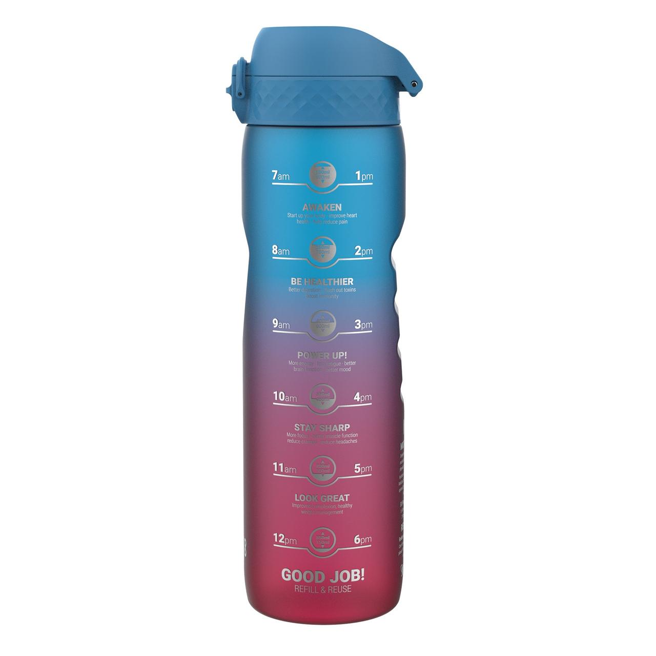 Пляшка для води ION8 1000 мл. BPA Free, Times To Drink, BPA Free, Blue & Pink