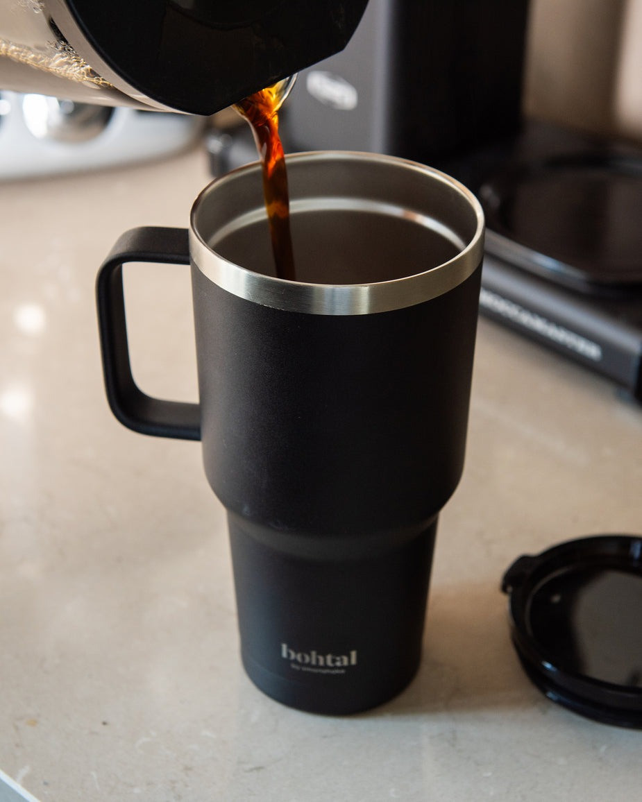 Стакан (ізольована чашка) SmartShake з ручкою з нержавіючої сталі Tumbler Black 900 ml