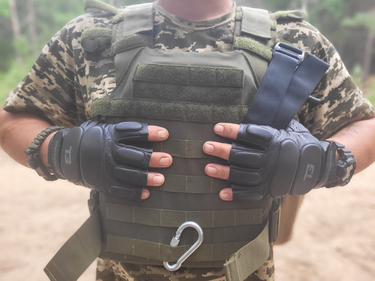 Рукавички тактичні шкіряні без пальців TACTIGEAR PS-8801 Patrol Black L