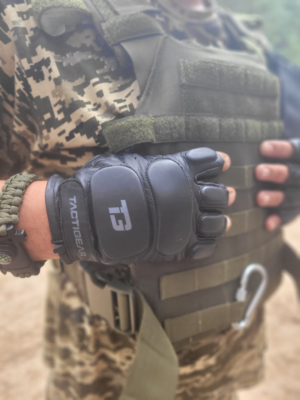 Рукавички тактичні шкіряні без пальців TACTIGEAR PS-8801 Patrol Black L