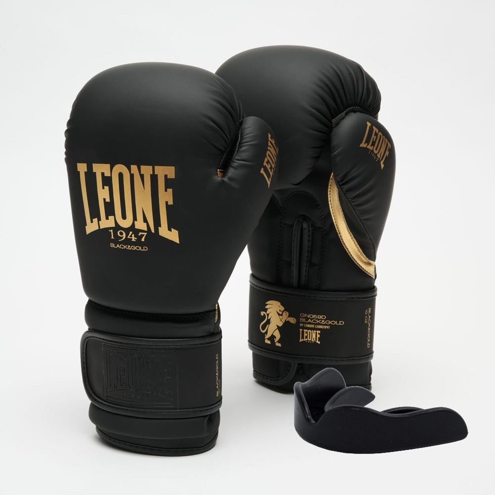 Боксерські рукавиці Leone GN059D Black/Gold 10 унцій