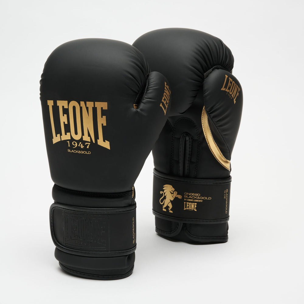 Боксерські рукавиці Leone GN059D Black/Gold 14 унцій