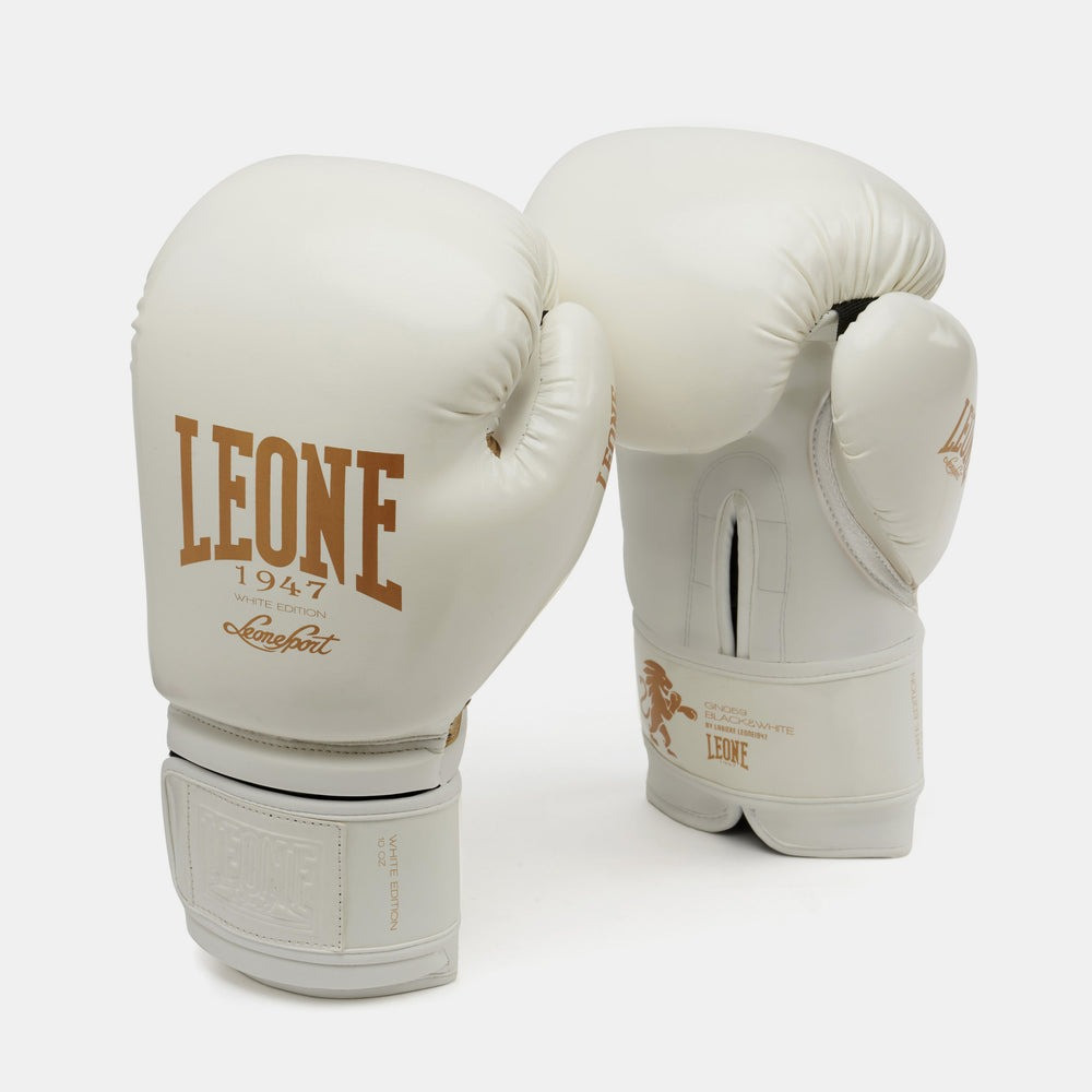 Боксерські рукавиці Leone GN059W White/Gold 12 унцій