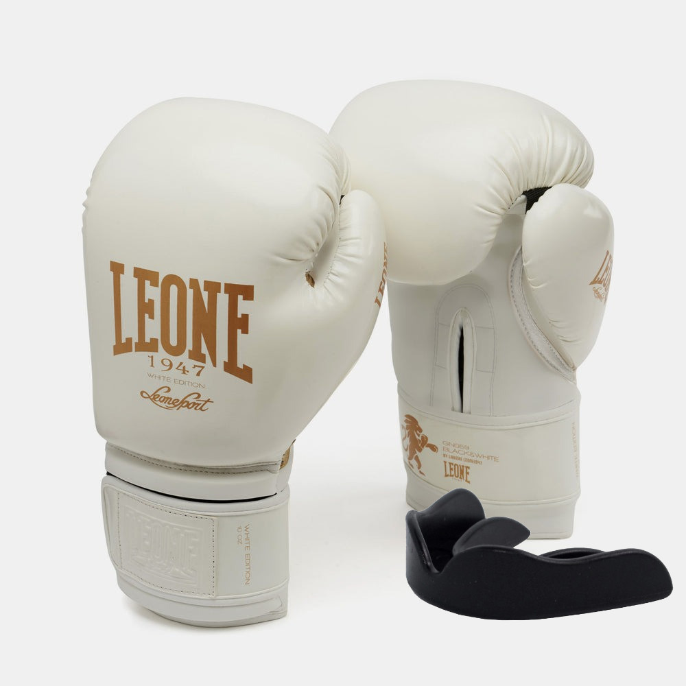 Боксерські рукавиці Leone GN059W White/Gold 16 унцій