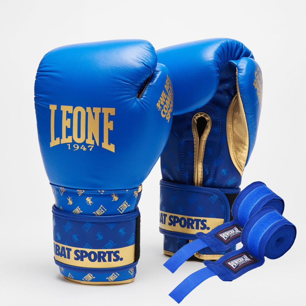 Боксерські рукавиці Leone GN220 DNA Blue 14 унцій