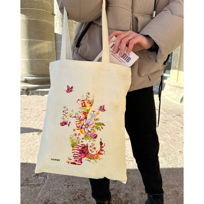 Екошопер BookOpt BK4050 Грайливий кіт з метеликом бежевий