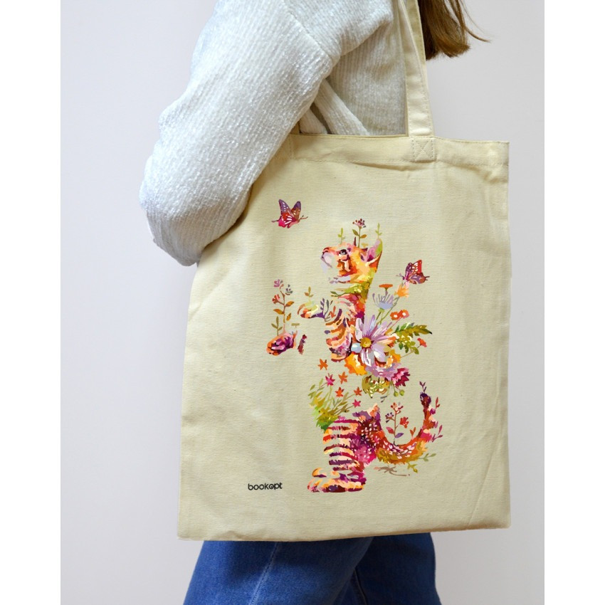 Екошопер BookOpt BK4050 Грайливий кіт з метеликом бежевий