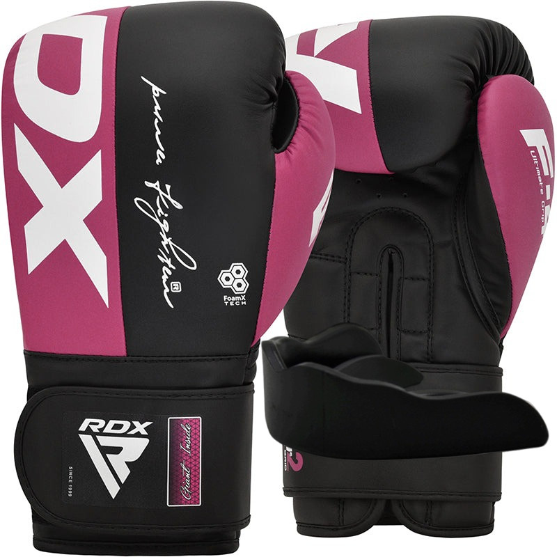 Боксерські рукавиці RDX REX F4 PINK/BLACK-12 унцій (капа в комплекті)