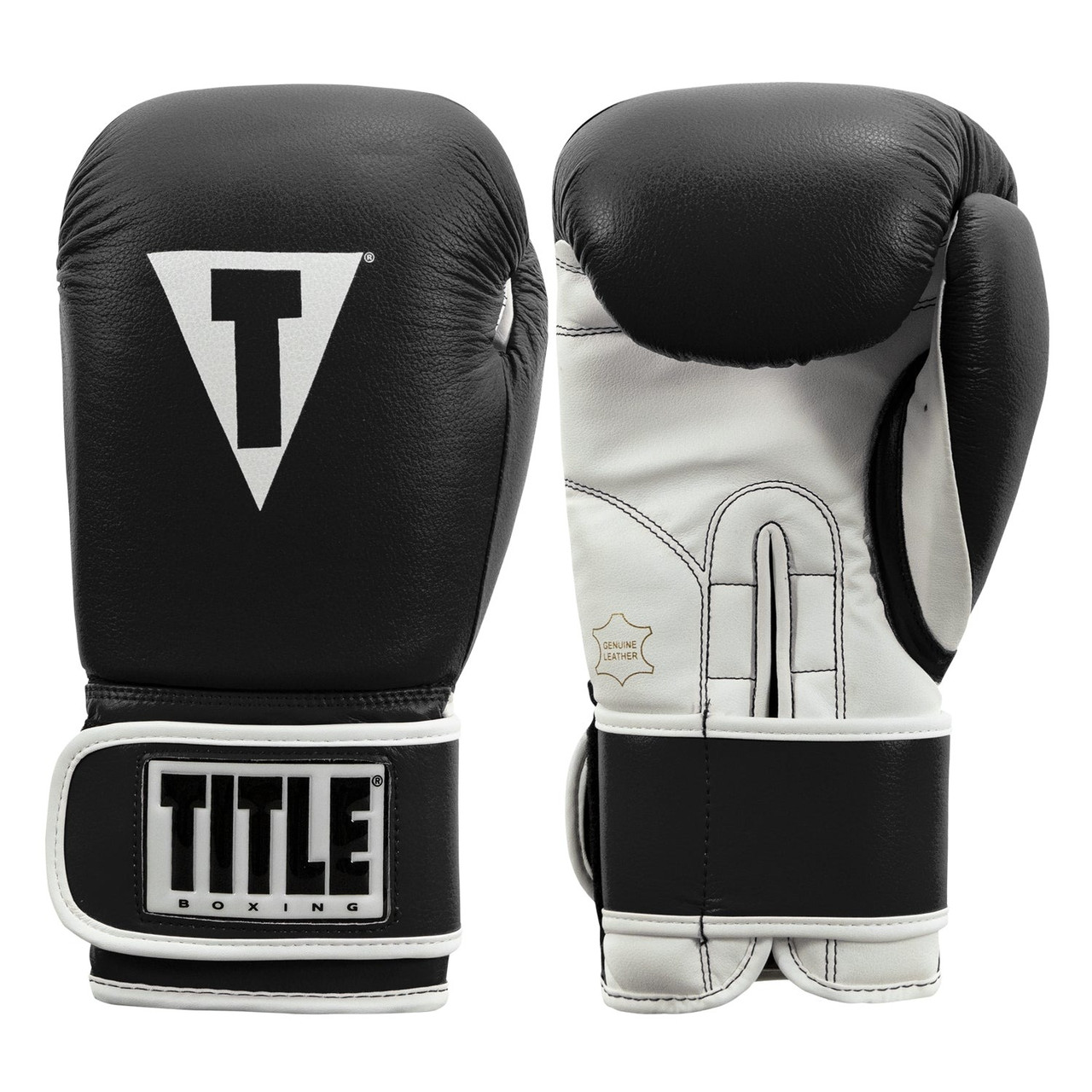 Боксерські рукавиці TITLE Boxing Pro Style Leather Gloves3.0 Black/White 12 oz