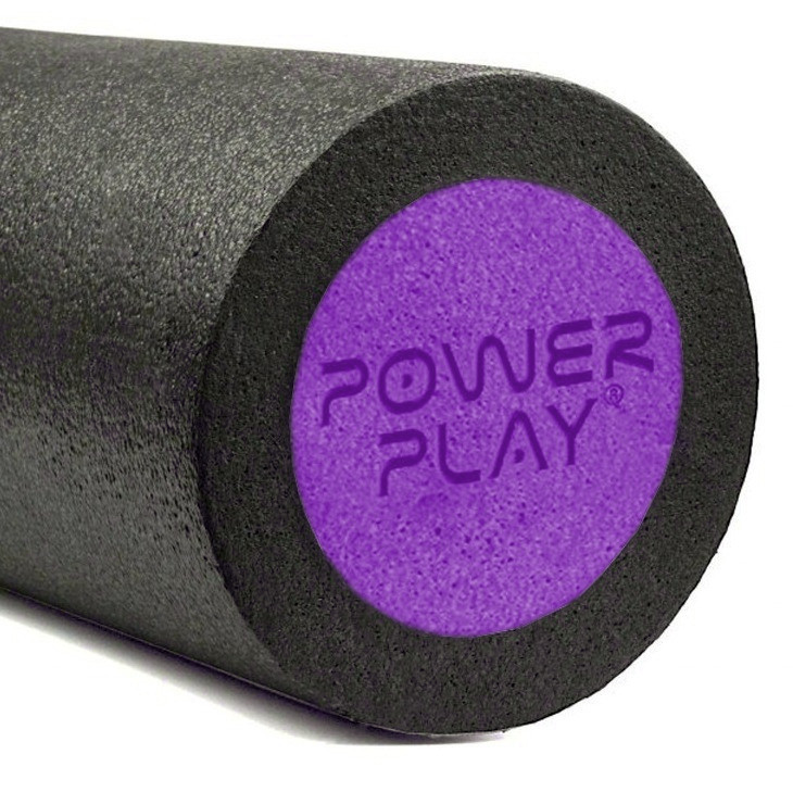 Масажний ролик (роллер) гладкий PowerPlay 4021 Fitness Roller Чорно-фіолетовий (30x15см.)