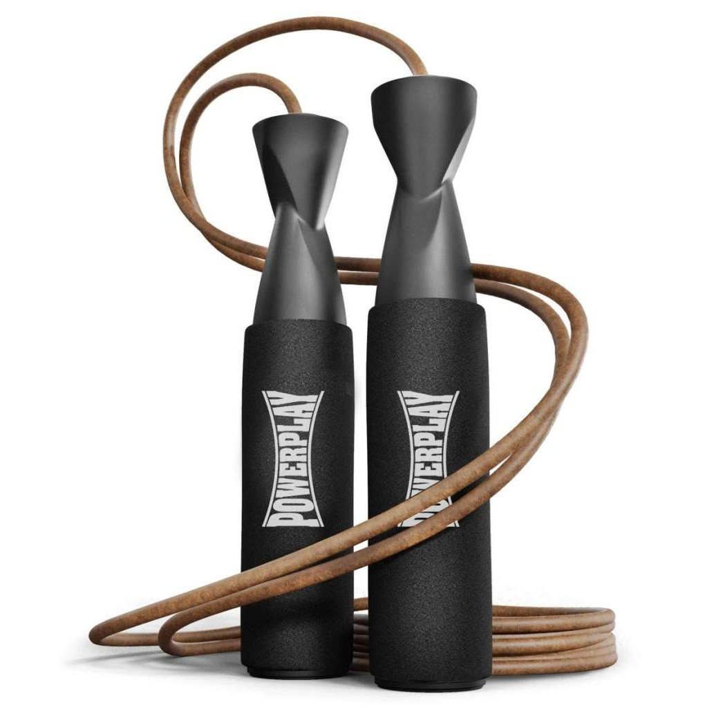 Скакалка шкіряна PowerPlay 4214 Leather Jump Rope Чорна 2.75 см.