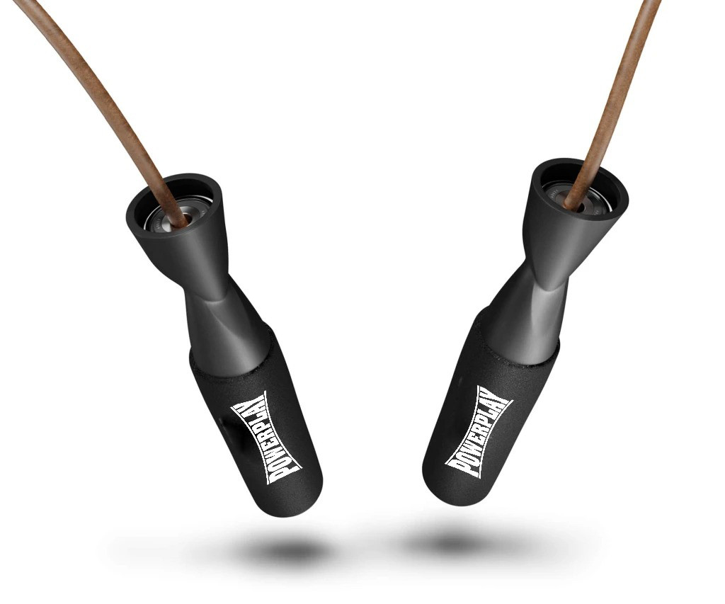 Скакалка шкіряна PowerPlay 4214 Leather Jump Rope Чорна 2.75 см.