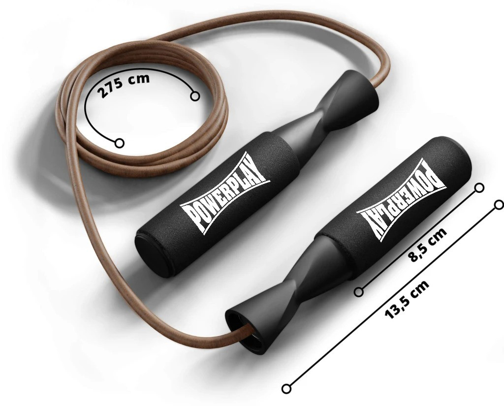 Скакалка шкіряна PowerPlay 4214 Leather Jump Rope Чорна 2.75 см.