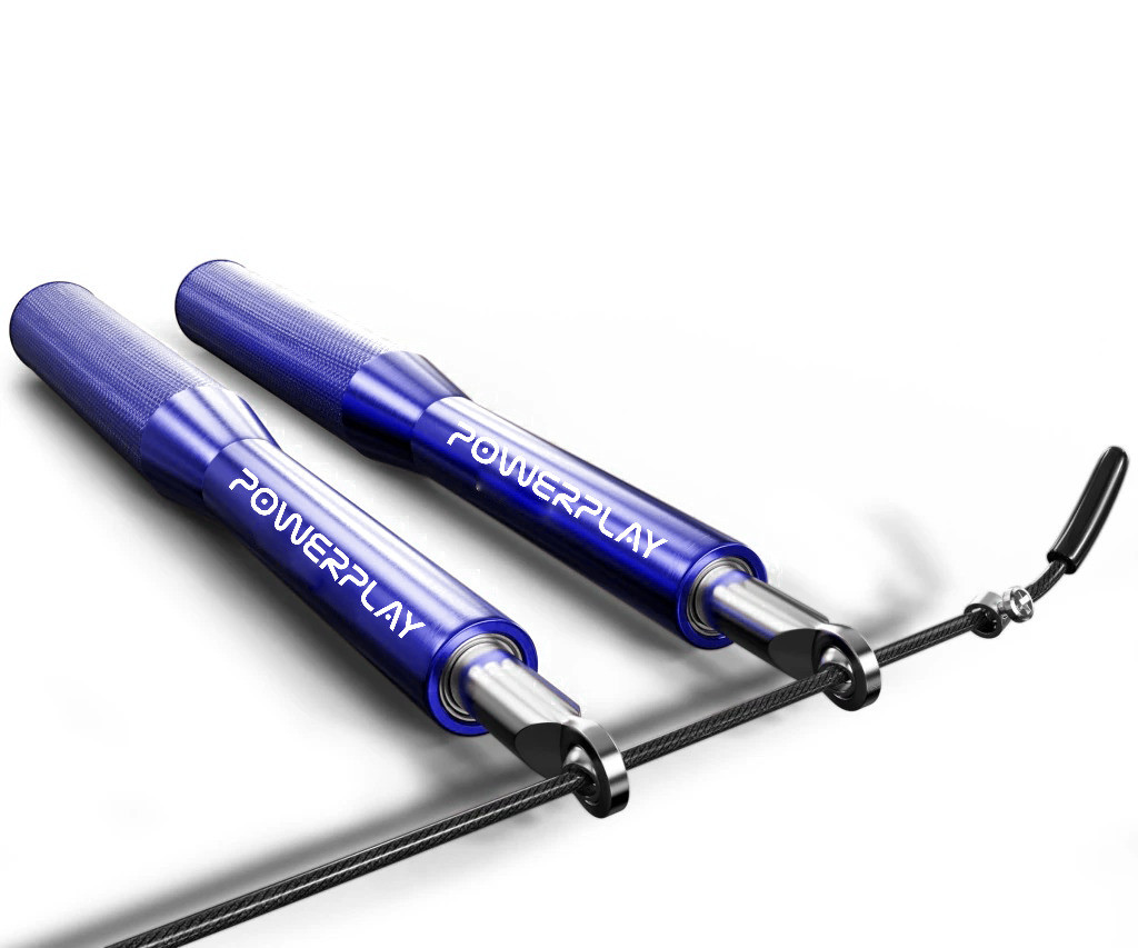 Скакалка швидкісна на підшипниках алюмінієва PowerPlay 4207 Elite Jump Rope Синя (3m.)