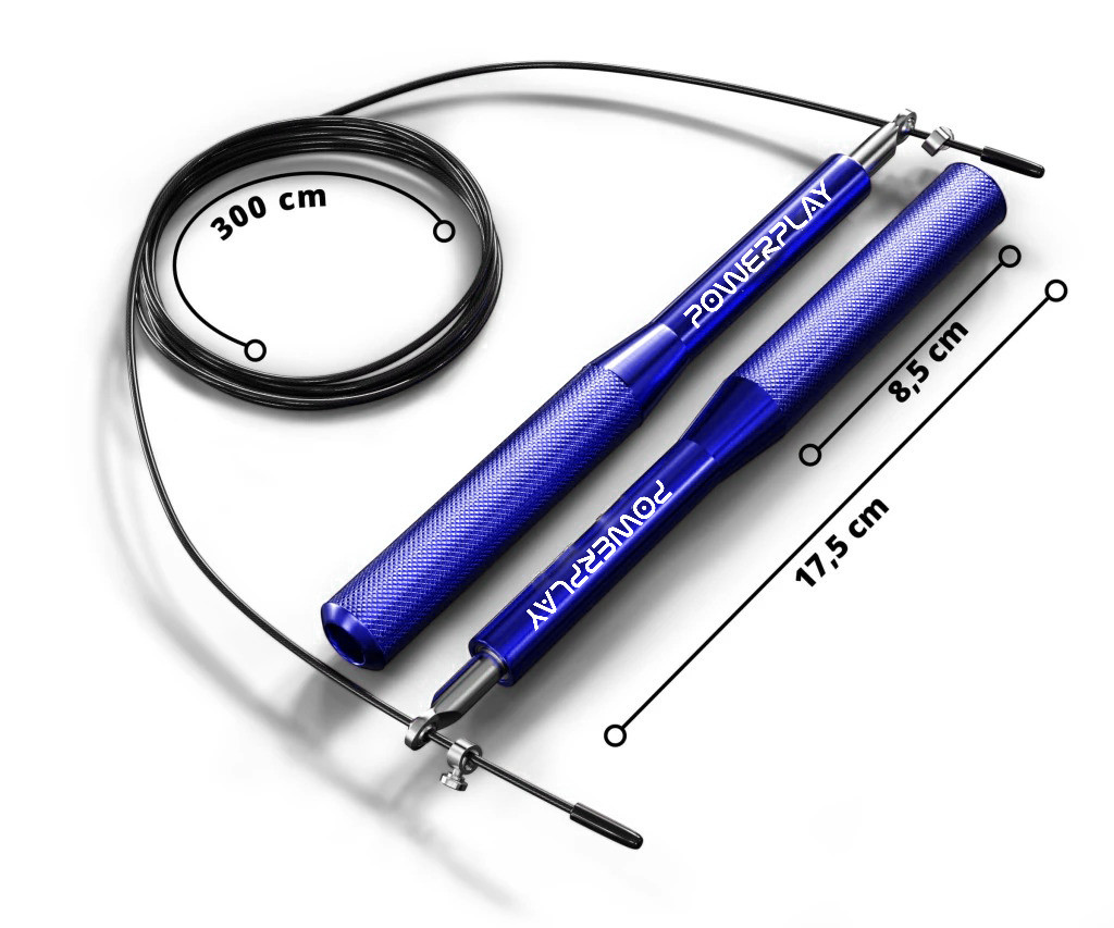 Скакалка швидкісна на підшипниках алюмінієва PowerPlay 4207 Elite Jump Rope Синя (3m.)