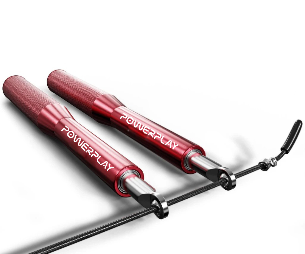 Скакалка швидкісна на підшипниках алюмінієва PowerPlay 4207 Elite Jump Rope Червона (3m.)