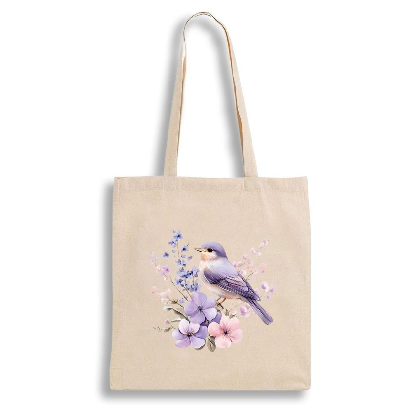 Екошопер BookOpt BK 4106 Пташка на квітах бежевий