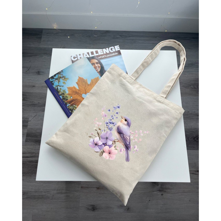 Екошопер BookOpt BK 4106 Пташка на квітах бежевий