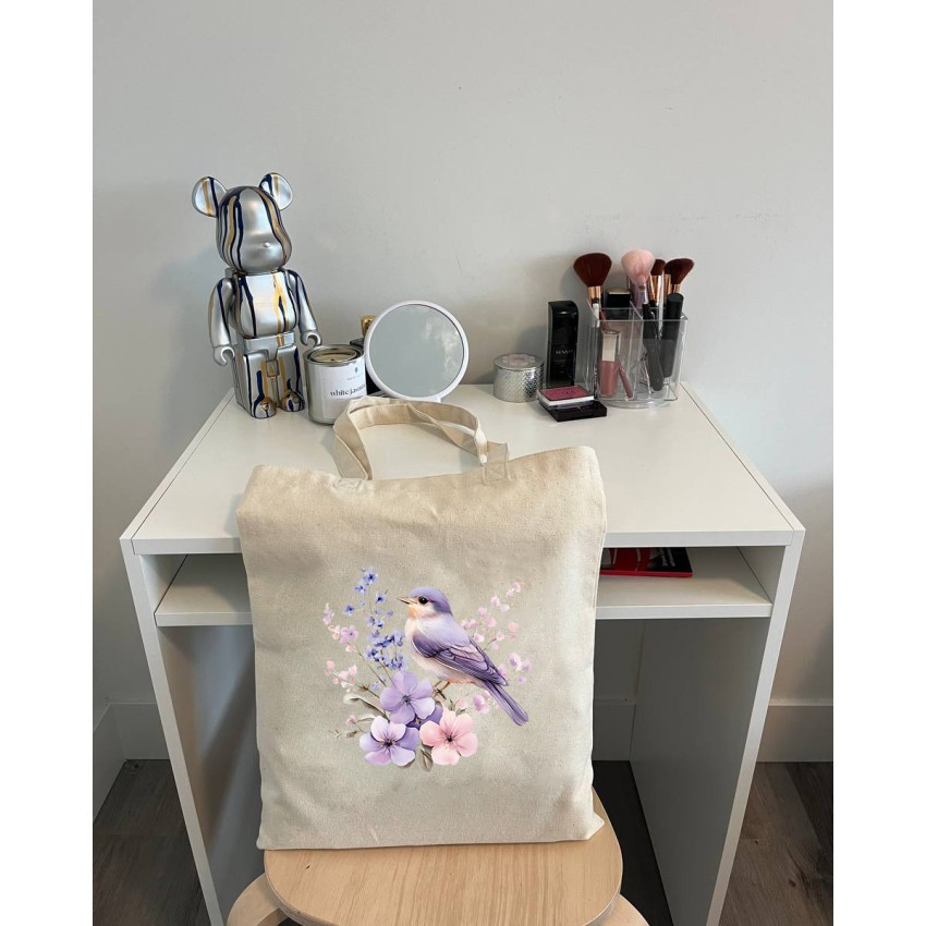 Екошопер BookOpt BK 4106 Пташка на квітах бежевий