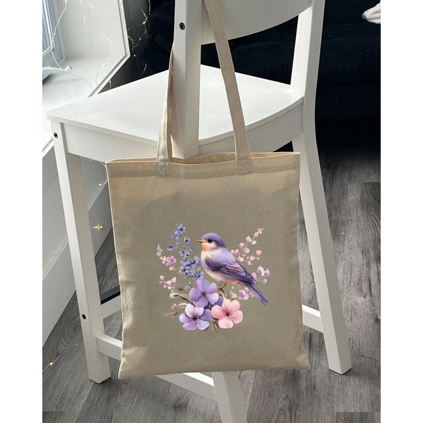 Екошопер BookOpt BK 4106 Пташка на квітах бежевий