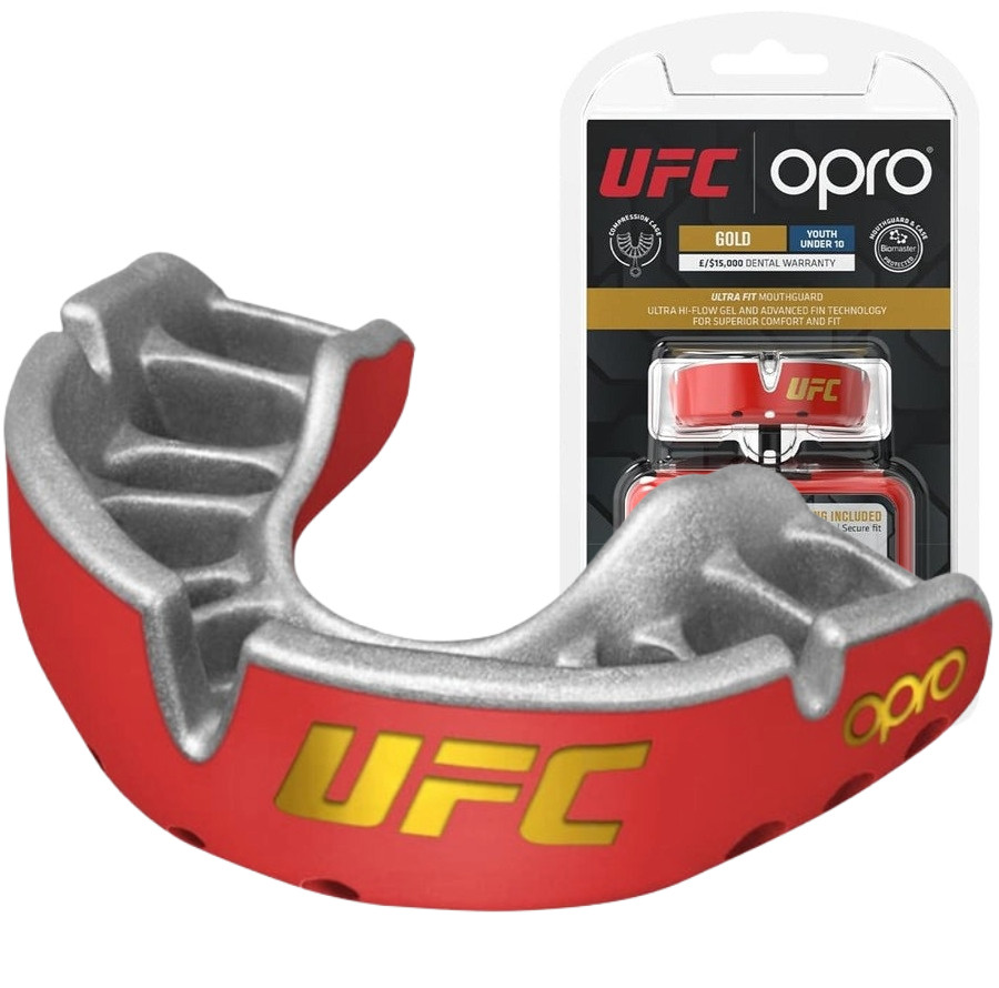 Капа OPRO Gold дитяча (вік до 10р.) Red/Silver (art.102517002)