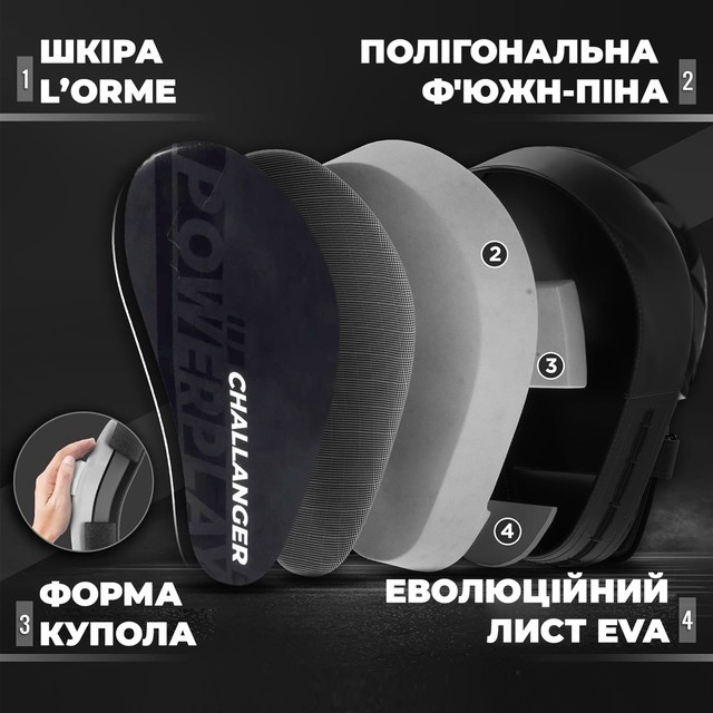 Лапи боксерські PowerPlay 3041 Challanger Чорно-Біліі PU [пара]