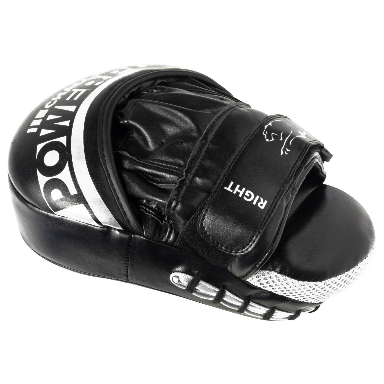 Лапи боксерські PowerPlay 3041 Challanger Чорно-Біліі PU [пара]