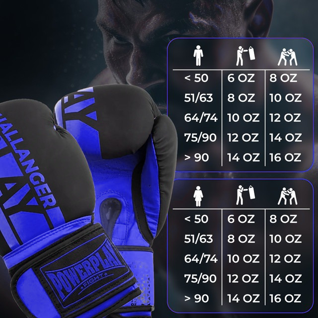 Боксерські рукавиці PowerPlay 3086 Matt Challenger Чорно-Сині 10 унцій