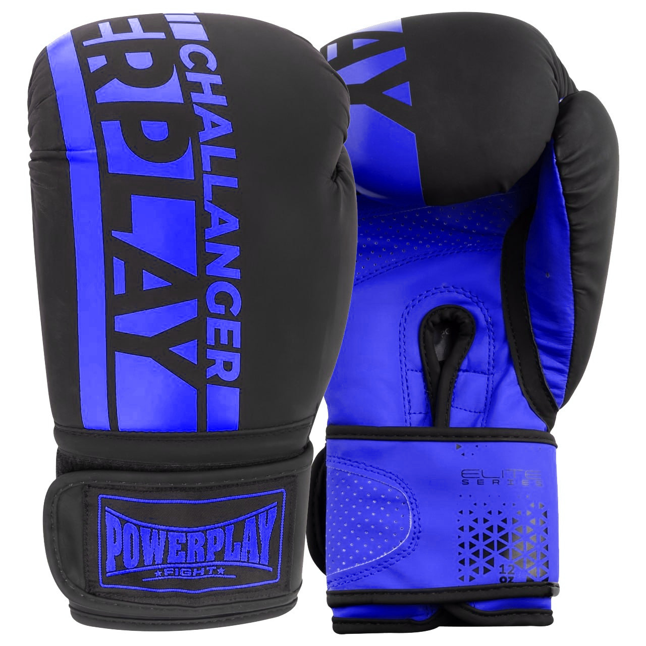 Боксерські рукавиці PowerPlay 3086 Matt Challenger Чорно-Сині 12 унцій