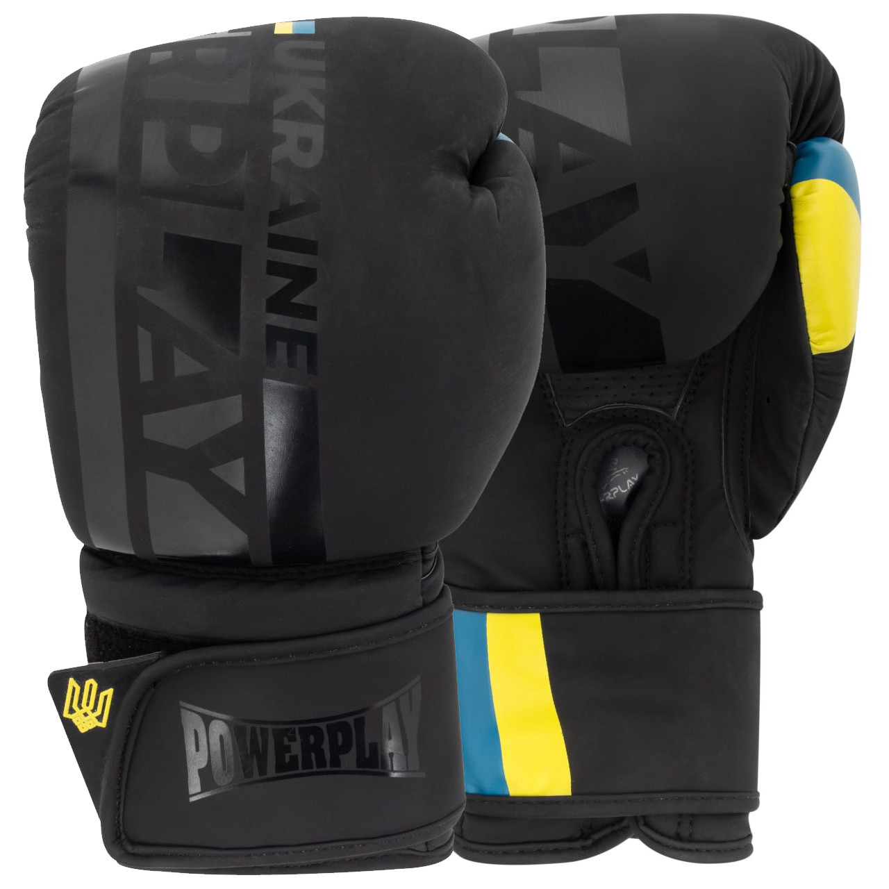 Боксерські рукавиці PowerPlay 3021 Ukraine Чорніі 8 унцій